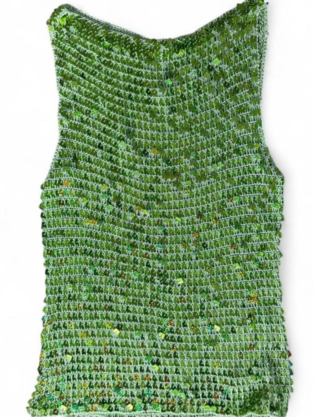 Rare colorway vintage green sequin crochet top in excellent condition - Picture 4 of 5
